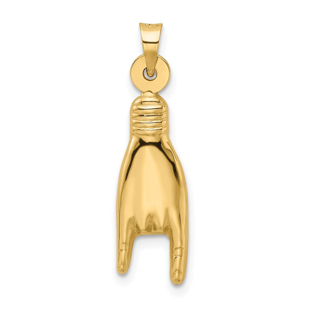 14K Gelbgold 3d Hohl Rock auf Zeichen Charm
