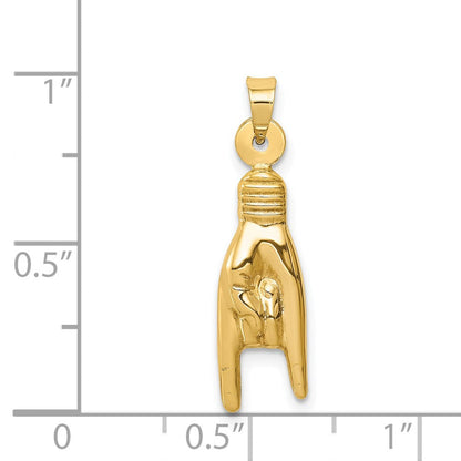 14K Gelbgold 3d Hohl Rock auf Zeichen Charm