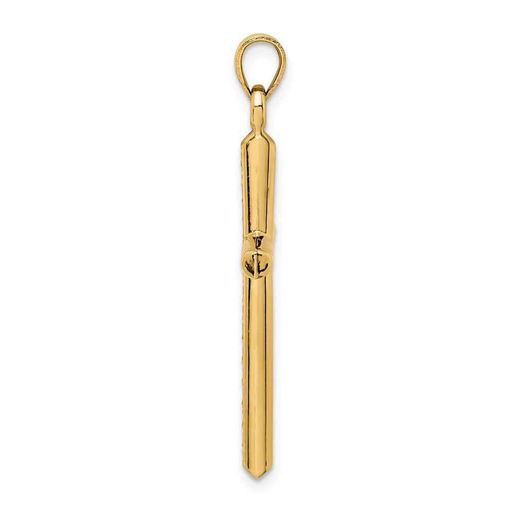 14K Gelbgold Hohl Diamantiert Kreuz Anhänger