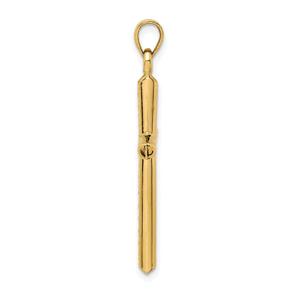 14K Gelbgold Hohl Diamantiert Kreuz Anhänger
