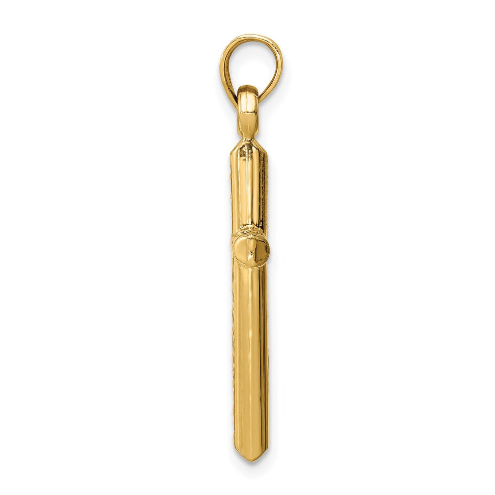 14K Gelbgold Hohl Diamantiert Kreuz Anhänger