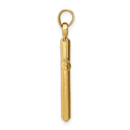 14K Gelbgold Hohl Diamantiert Kreuz Anhänger