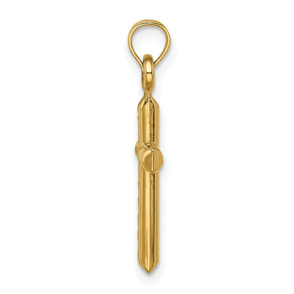 14K Gelbgold Hohl Diamantiert Kreuz Anhänger