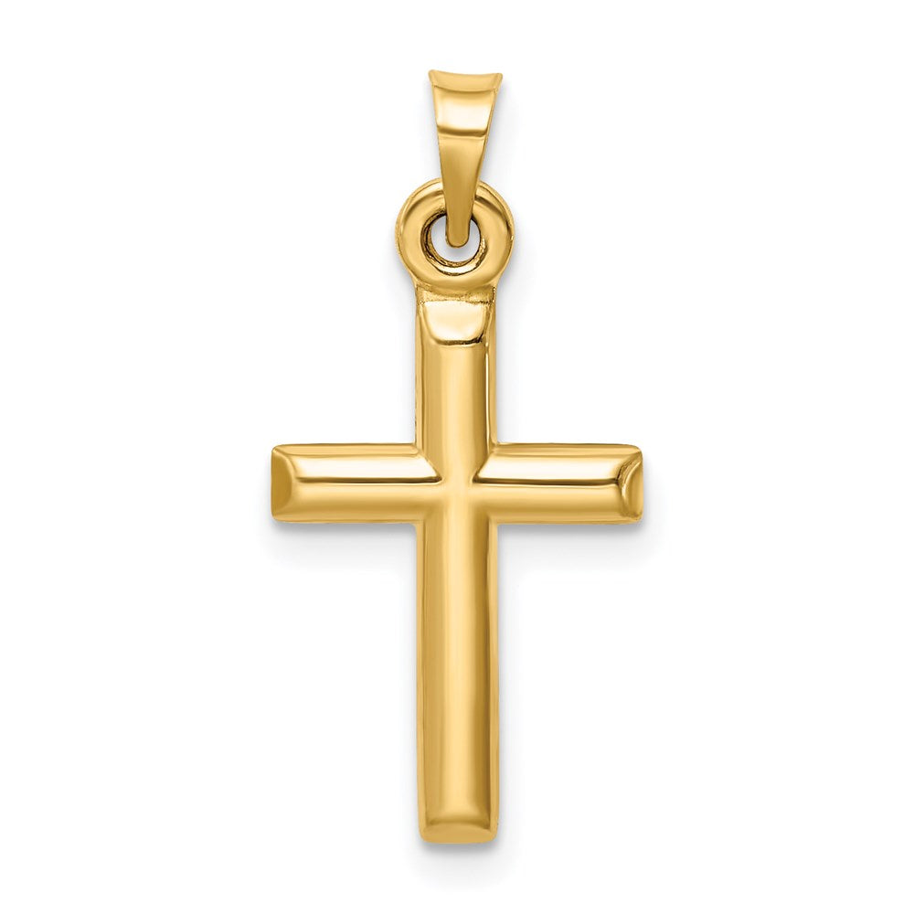 14K Gelbgold Hohl Diamantiert Kreuz Anhänger