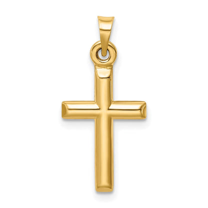 14K Gelbgold Hohl Diamantiert Kreuz Anhänger