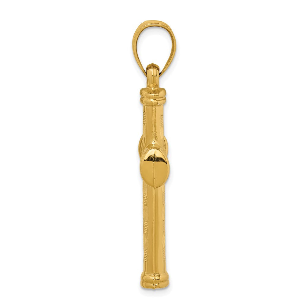 14K Gelbgold Hohl Diamantiert Kreuz Anhänger