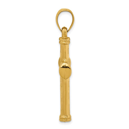 14K Gelbgold Hohl Diamantiert Kreuz Anhänger