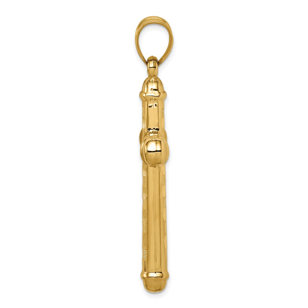 14K Gelbgold Hohl Diamantiert Kreuz Anhänger
