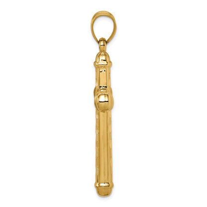 14K Gelbgold Hohl Diamantiert Kreuz Anhänger