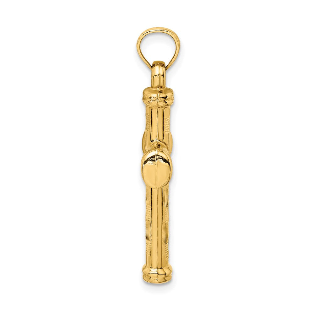 14K Gelbgold Hohl Diamantiert Kreuz Anhänger