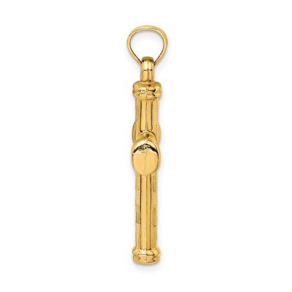 14K Gelbgold Hohl Diamantiert Kreuz Anhänger