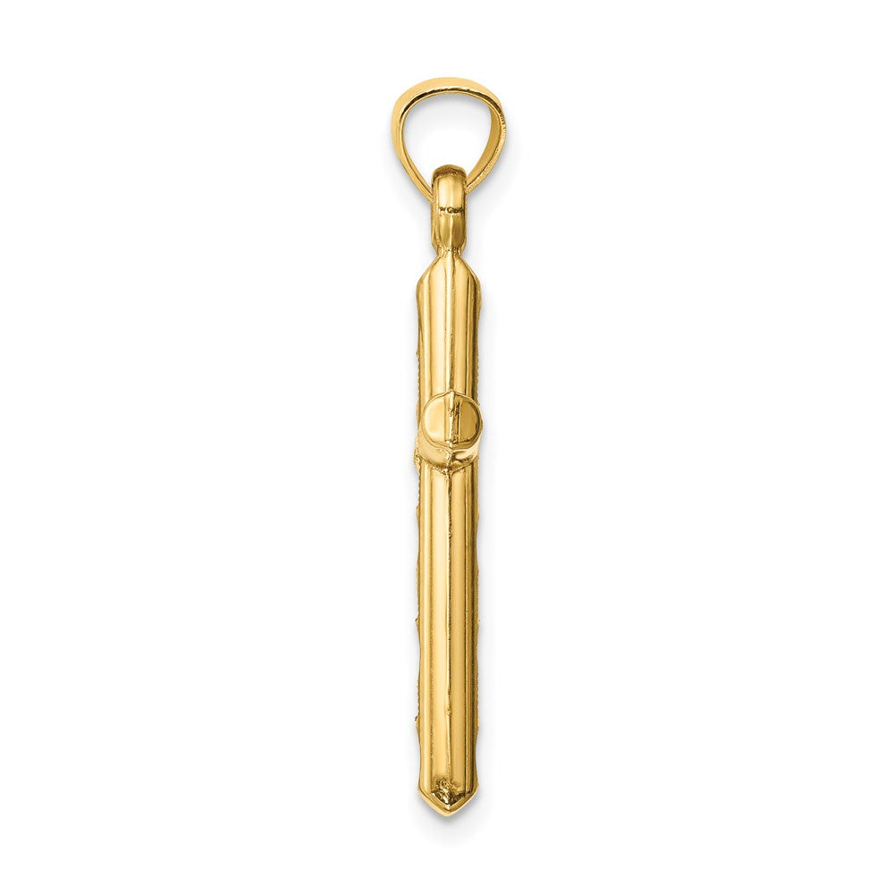 14K Gelbgold Hohl Diamantiert Kreuz Anhänger