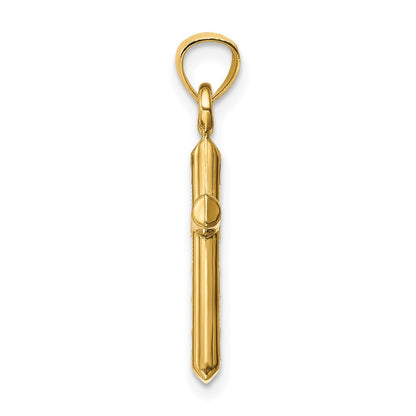 14K Gelbgold Hohl Diamantiert Kreuz Anhänger