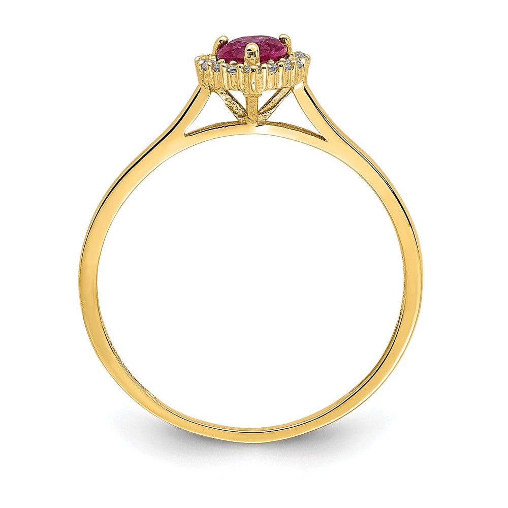 14K Gelbgold Herz Rosa und Klar Zirkonia Ring