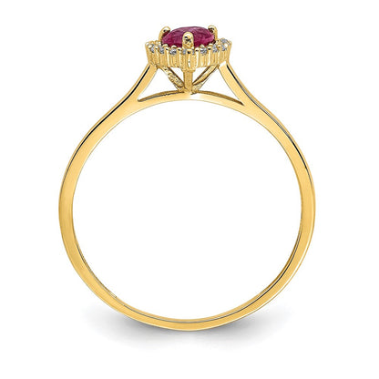 14K Gelbgold Herz Rosa und Klar Zirkonia Ring