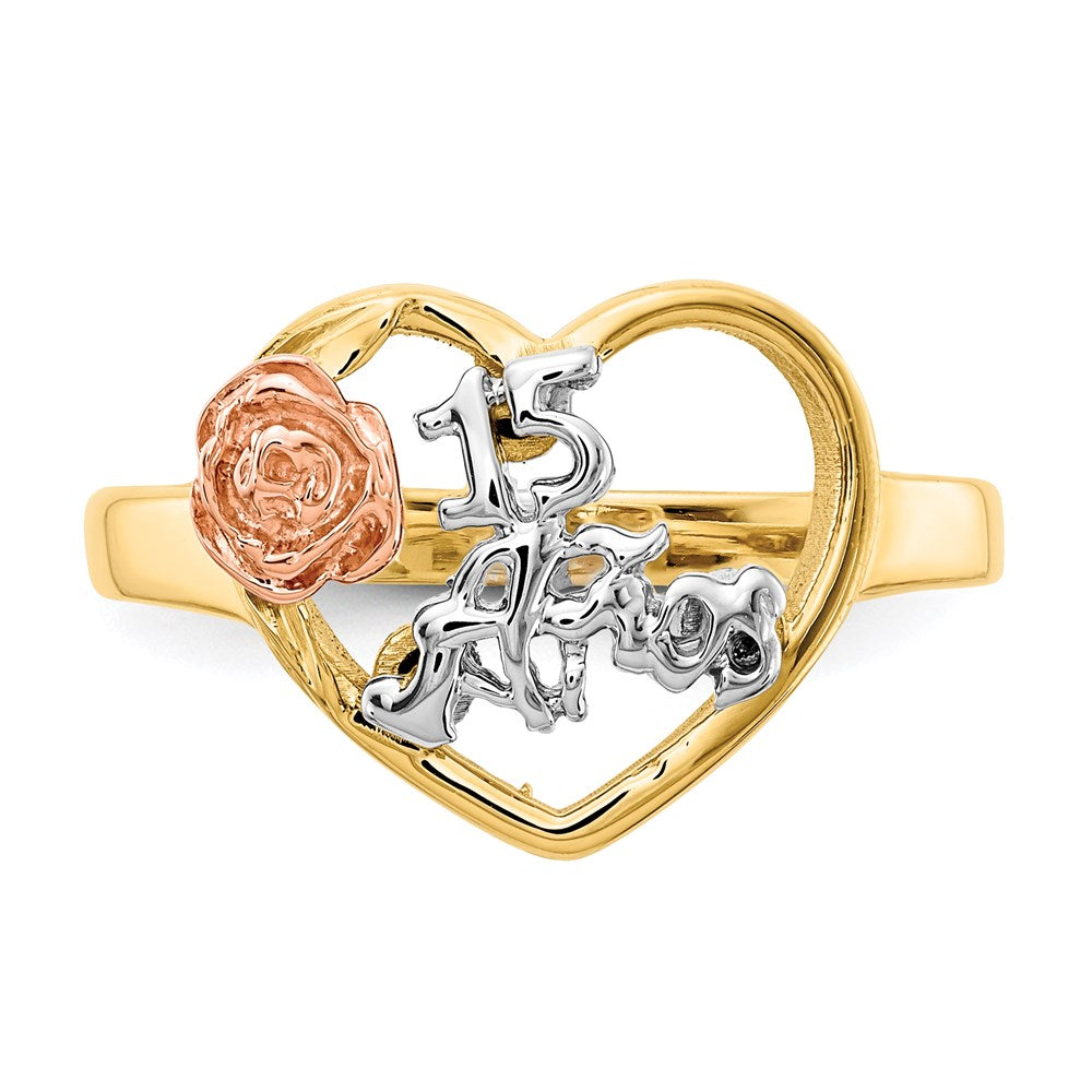 14K Zweifarbiges Gold & Rhodium 15 Anos Ring