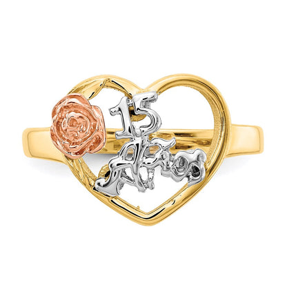 14K Zweifarbiges Gold & Rhodium 15 Anos Ring