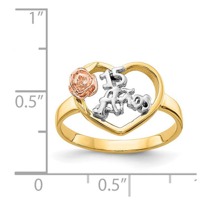 14K Zweifarbiges Gold & Rhodium 15 Anos Ring