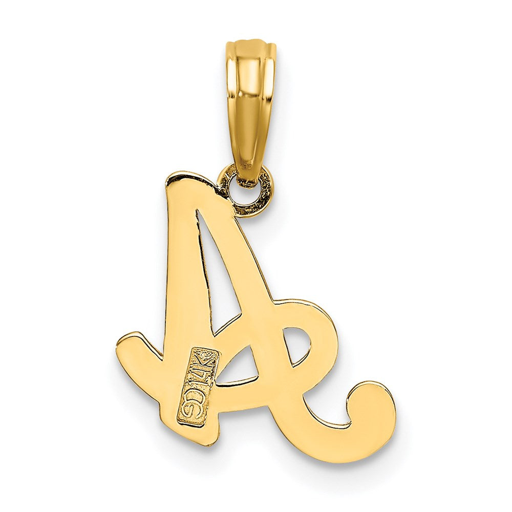 14K Gelbgold 14ky Schreibschrift Buchstabe A Initiale Anhänger