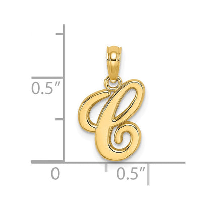 14K Gelbgold 14ky Schreibschrift Buchstabe C Initiale Anhänger