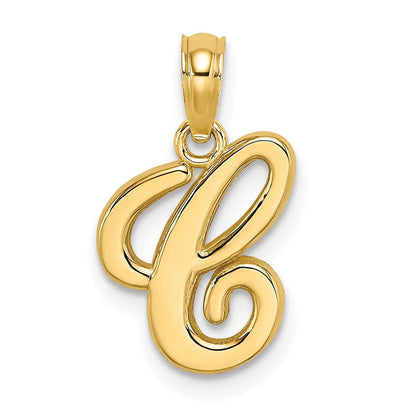 14K Gelbgold 14ky Schreibschrift Buchstabe C Initiale Anhänger