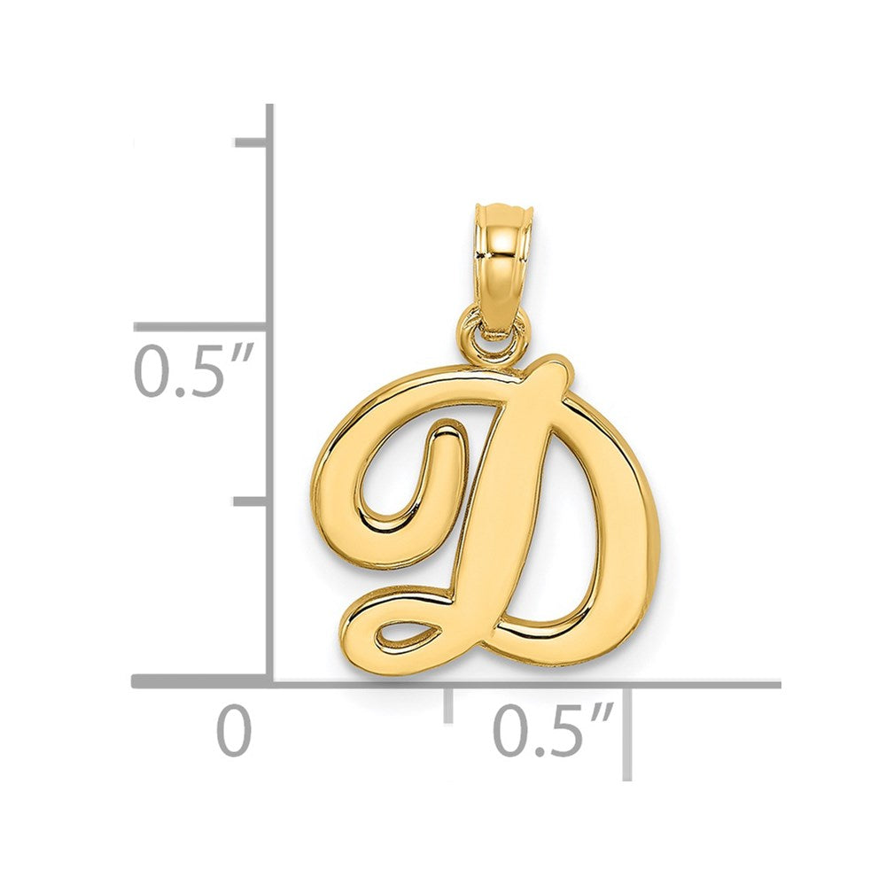 14K Gelbgold Schreibschrift-Buchstabe „D" Initial-Anhänger