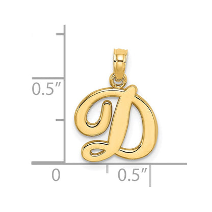 14K Gelbgold Schreibschrift-Buchstabe „D" Initial-Anhänger