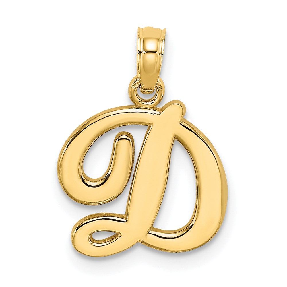 14K Gelbgold Schreibschrift-Buchstabe „D" Initial-Anhänger