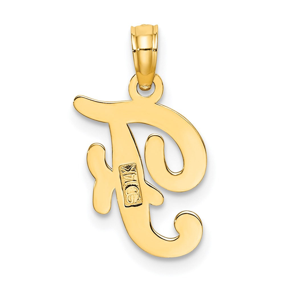 14K Gelbgold Initial-Anhänger Buchstabe „F" in Schreibschrift
