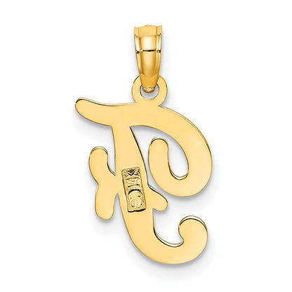 14K Gelbgold Initial-Anhänger Buchstabe „F" in Schreibschrift