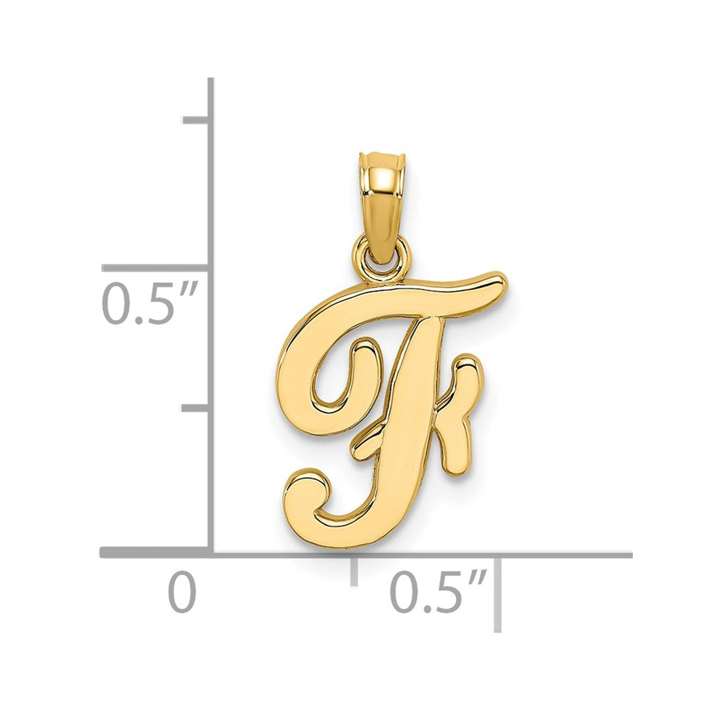 14K Gelbgold Initial-Anhänger Buchstabe „F" in Schreibschrift