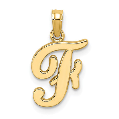 14K Gelbgold Initial-Anhänger Buchstabe „F" in Schreibschrift