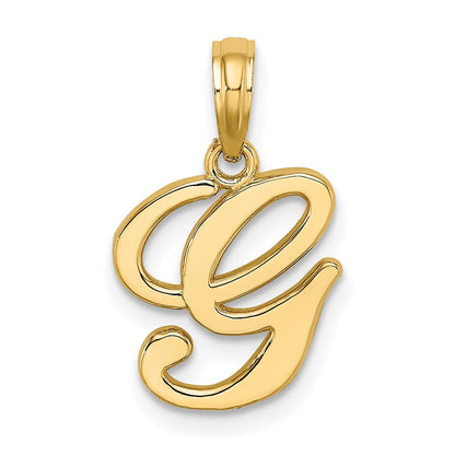 14K Gelbgold Initial-Anhänger mit Schreibschrift-Buchstabe „G“
