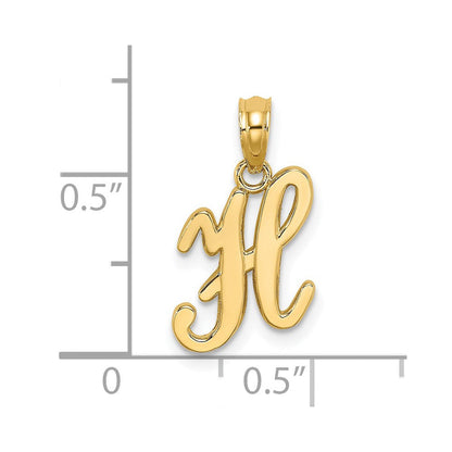 14K Gelbgold Script-Buchstabe „H" Initial-Anhänger