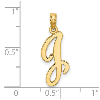 14K Gelbgold 14ky Schreibschrift Buchstabe J Initiale Anhänger