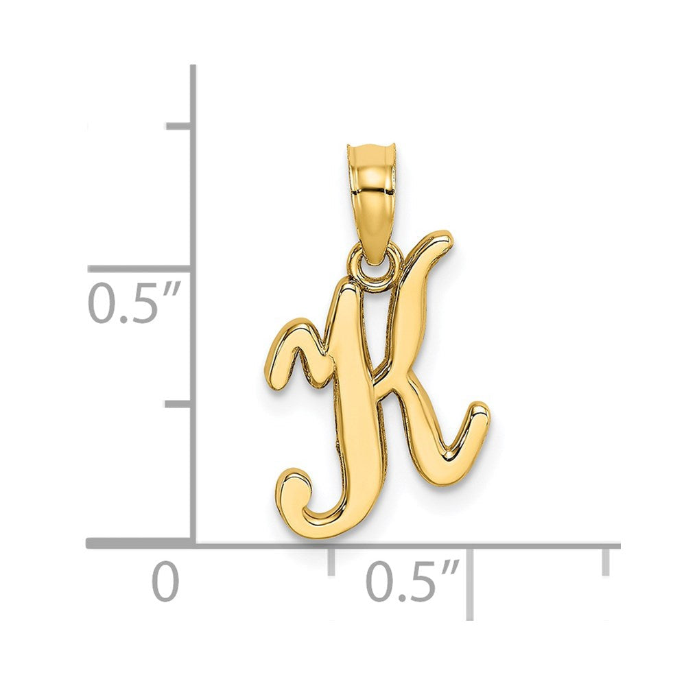 14K Gelbgold Schreibschrift-Buchstabe K Initial-Anhänger