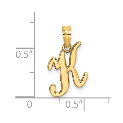 14K Gelbgold Schreibschrift-Buchstabe K Initial-Anhänger
