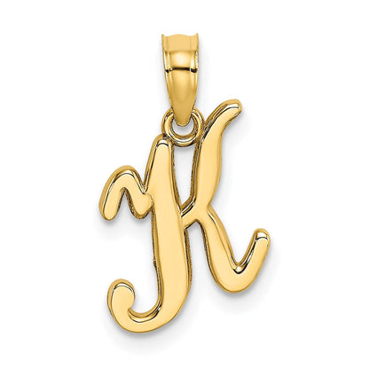 14K Gelbgold Schreibschrift-Buchstabe K Initial-Anhänger