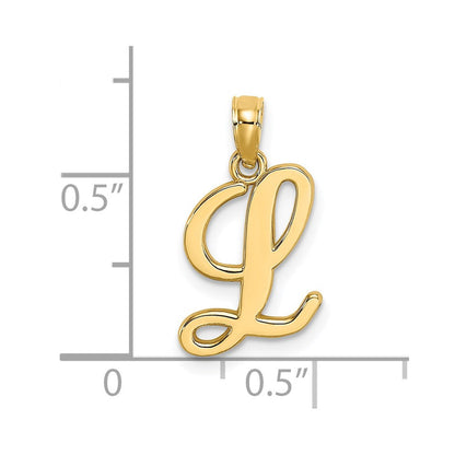 14K Gelbgold 14ky Schreibschrift Buchstabe L Initiale Anhänger