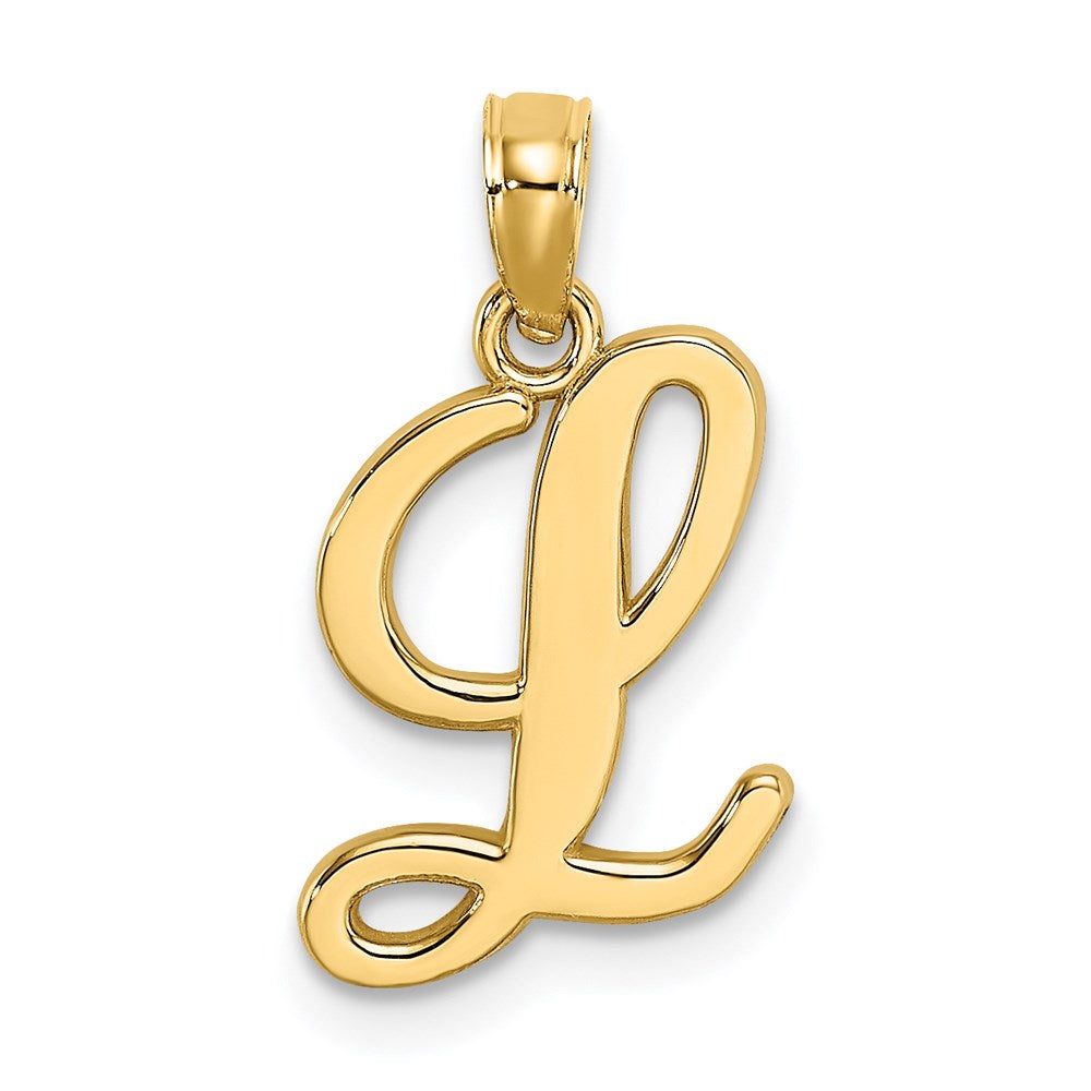 14K Gelbgold 14ky Schreibschrift Buchstabe L Initiale Anhänger