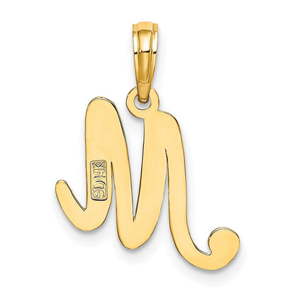 Initial-Anhänger Buchstabe „M“ in Schreibschrift aus 14K Gelbgold