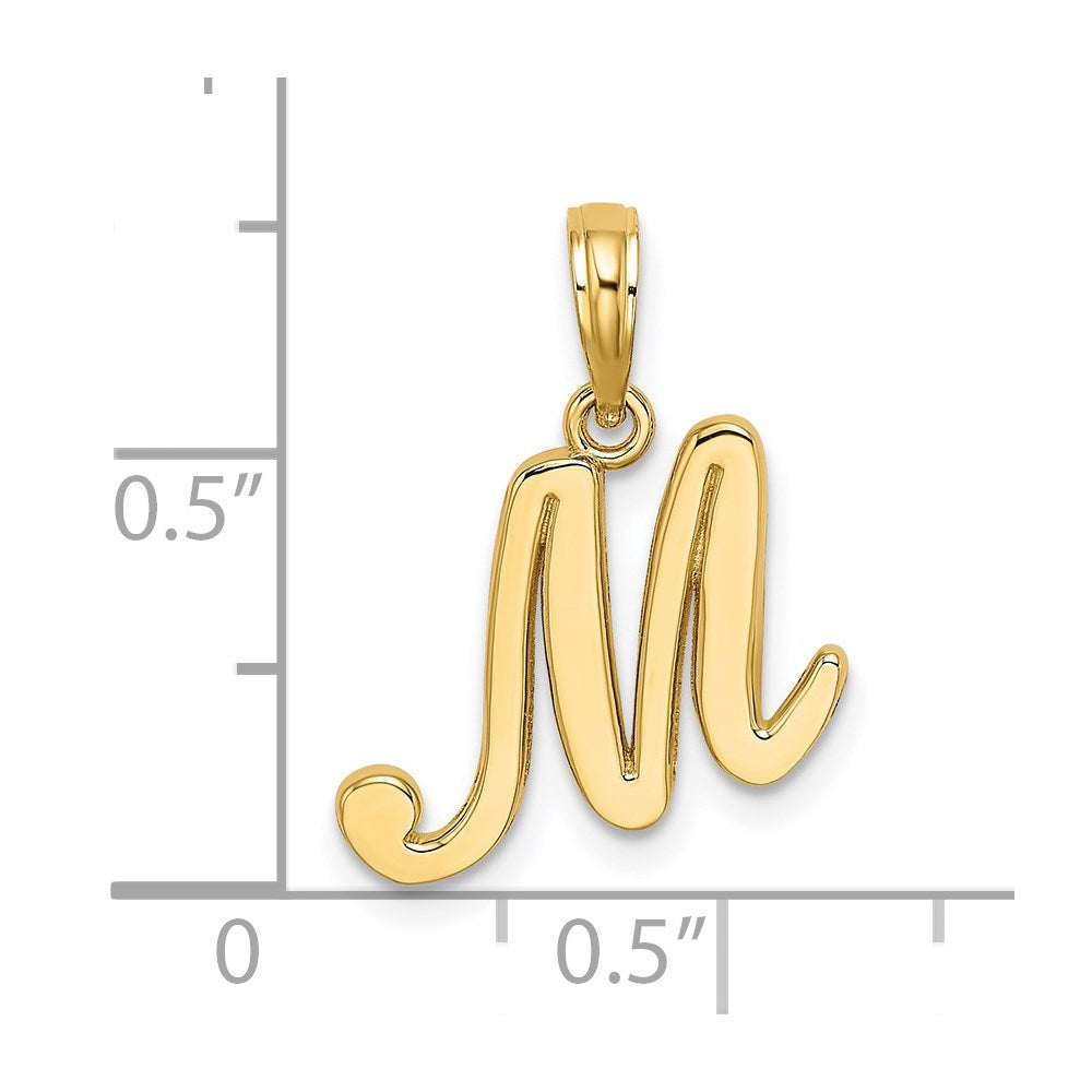 Initial-Anhänger Buchstabe „M“ in Schreibschrift aus 14K Gelbgold