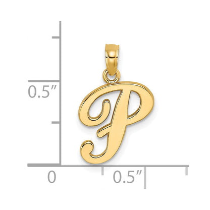 14K Gelbgold 14ky Schreibschrift Buchstabe P Initiale Anhänger