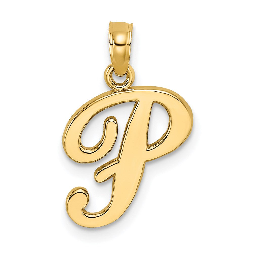 14K Gelbgold 14ky Schreibschrift Buchstabe P Initiale Anhänger