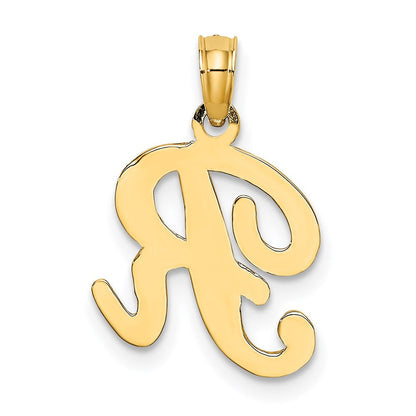 14K Gelbgold Skript-Buchstabe R Initial-Anhänger
