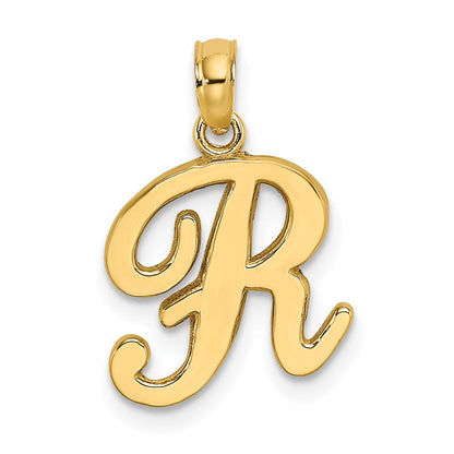 14K Gelbgold Skript-Buchstabe R Initial-Anhänger