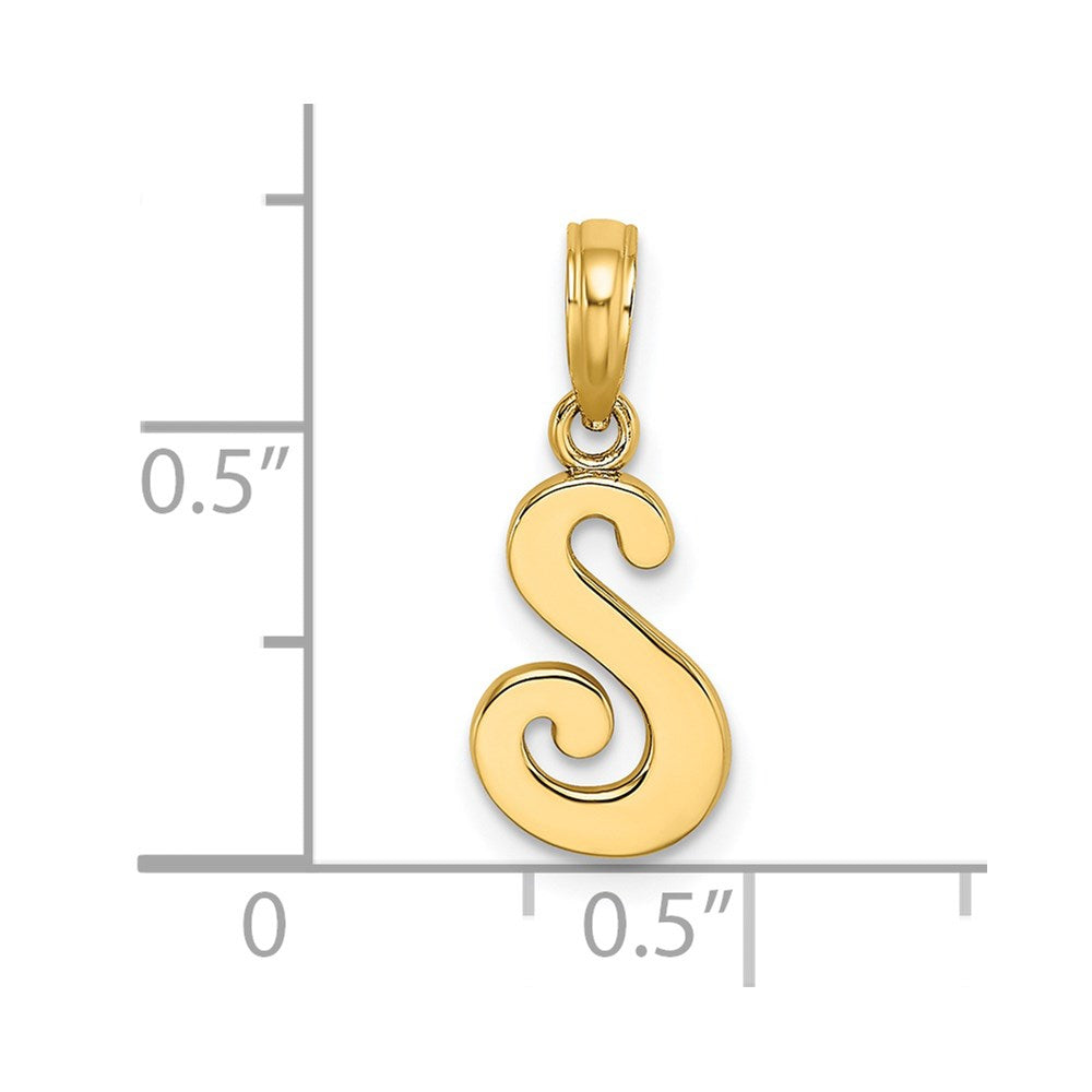 14K Gelbgold 14ky Schreibschrift Buchstabe S Initiale Anhänger