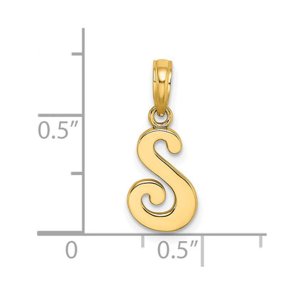 14K Gelbgold 14ky Schreibschrift Buchstabe S Initiale Anhänger