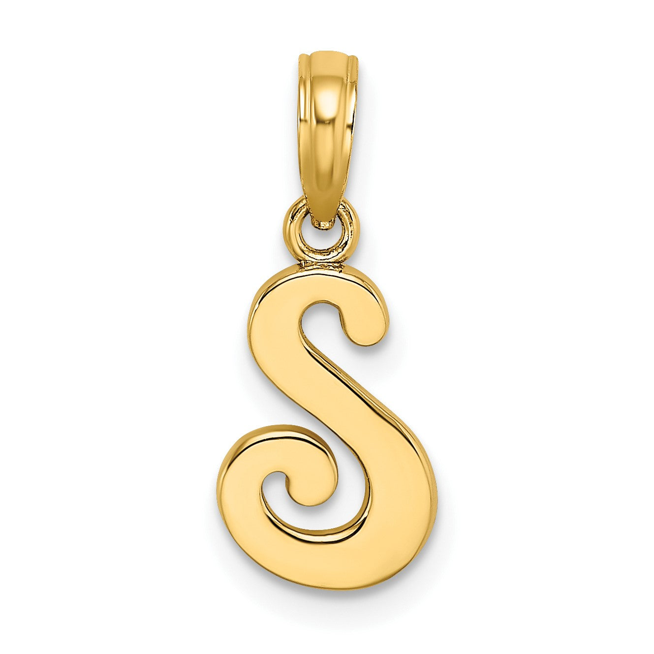 14K Gelbgold 14ky Schreibschrift Buchstabe S Initiale Anhänger