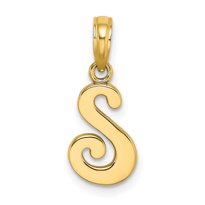 14K Gelbgold 14ky Schreibschrift Buchstabe S Initiale Anhänger
